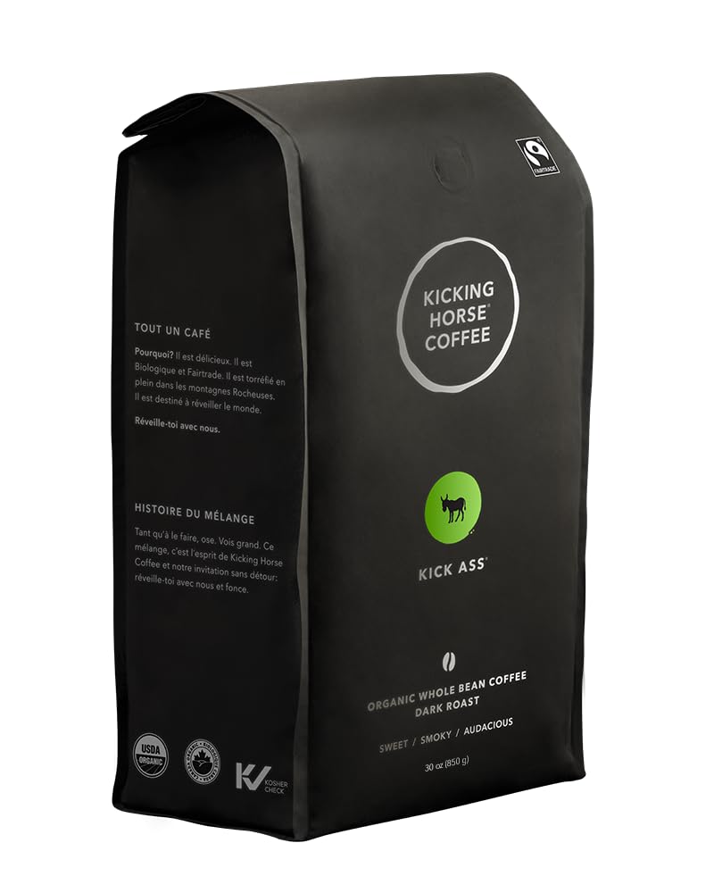 Kicking Horse Coffee - Kick Ass Blend, Whole Bean 100% Arabica Coffee | Dark Roast | All Organic & Fairtrade | 850 g 🍁 All In One Marketplace Canada