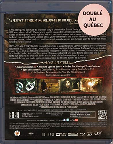 Massacre à la Tronçonneuse - Texas Chainsaw (English/French) 2013 (Widescreen) Doublé au Québec [Blu-ray 3D + Blu-ray] Cover Bilingue