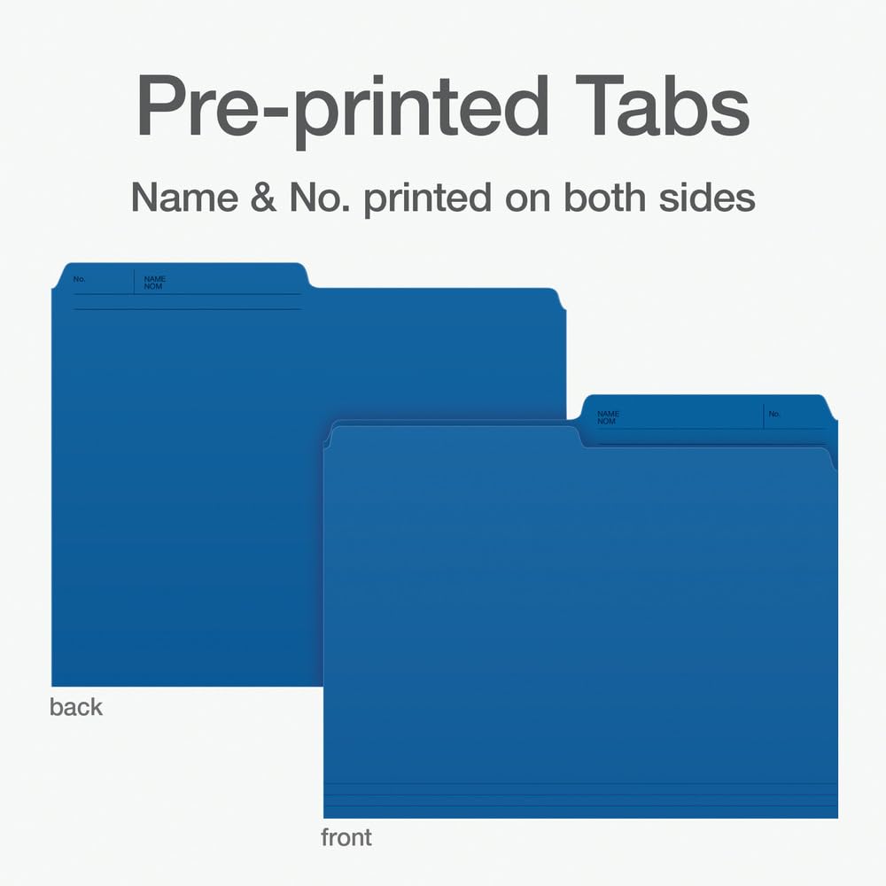 Pendaflex File Folders, Blue Colour File Organizers, 1/2 Cut Tab, Letter Size, Durable Paper Stock, 100/Box, Ideal for Office, Home, and School Filing Needs 🍁 All In One Marketplace Canada