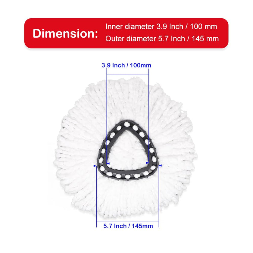 4Pcs Spin Mop Head Refills + 1 Mop Holder for Vileda, fit O-Cedar Spin Mop, Easy Wring Mop Replacement, Microfiber Triangle Replacement Pads, White Color (Pack4 * 1) 🍁 All In One Marketplace Canada