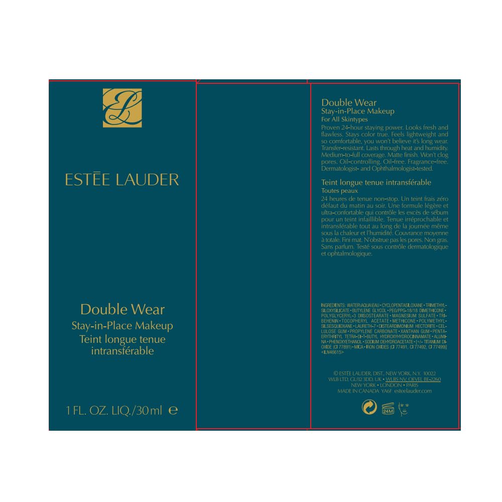 Estée Lauder Double Wear Stay-in-Place 24-Hour Long-Wear Matte Foundation, 30 ml, 1C1 Cool Bone 🍁 All In One Marketplace Canada