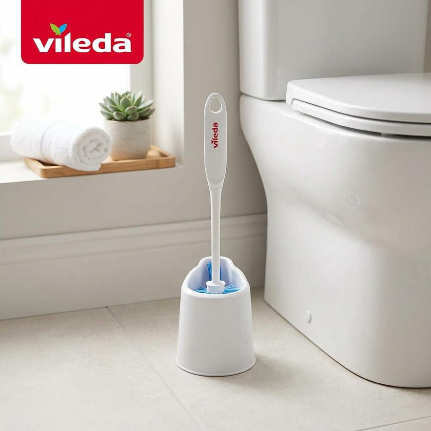 Vileda Deluxe Toilet Brush and Holder | Cleaner Brush with Ergonomic Handle | Easily Clean Under the Rim | Angled Bristles Reach Tough Spots 🍁 All In One Marketplace Canada