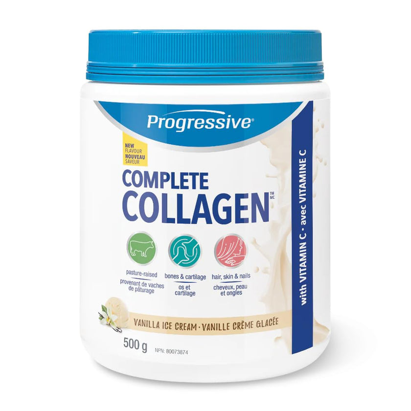 Progressive Complete Collagen Vanilla Ice Cream, Canadian-Made, for Healthier Hair, Skin, Nails and Joints. Grass-Fed Non-GMO with Antioxidants, Hydrolyzed with Vitamin C for Best Absorption, 500 g 🍁 All In One Marketplace Canada