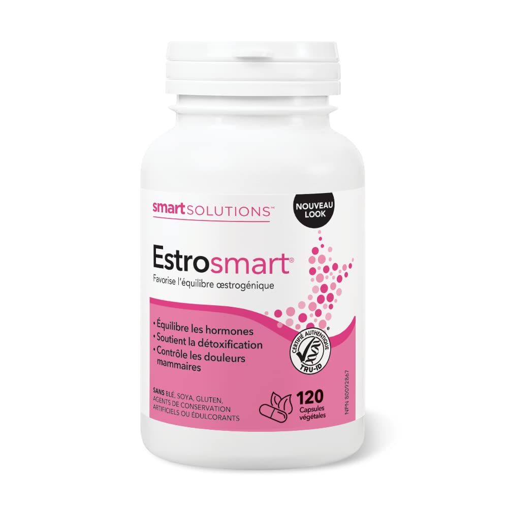 Smart Solutions Estrosmart Vegetarian Capsules, Balances Hormones, Supports Estrogen Metabolism, and Controls Breast Pain. With Calcium D-Glucarate, and DIM, Gluten-Free, Soy-Free, No Artificial Preservatives or Sweeteners, 120 Count