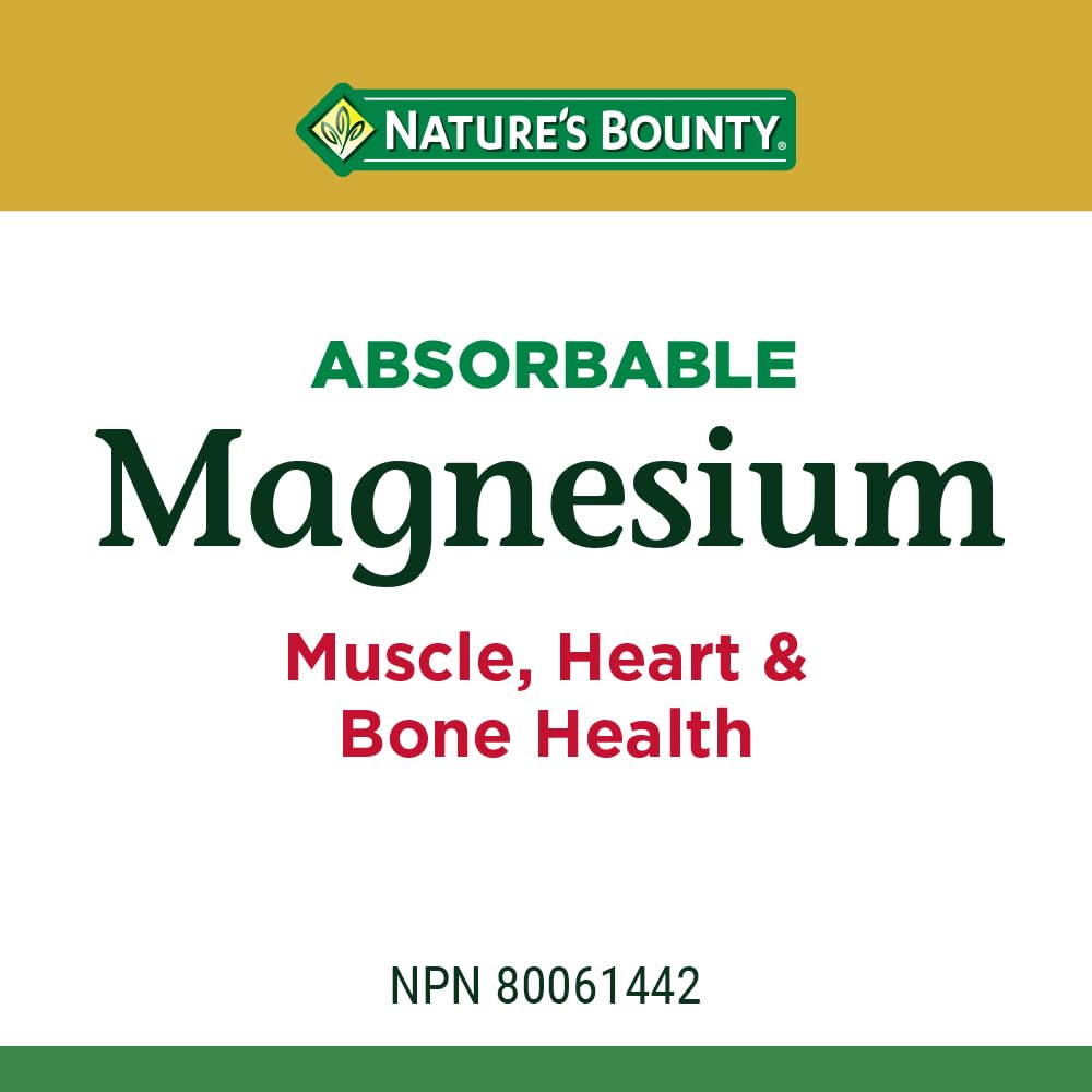 Nature's Bounty Absorbable Magnesium 400mg, Multi-coloured, 125 Softgels 🍁 All In One Marketplace Canada