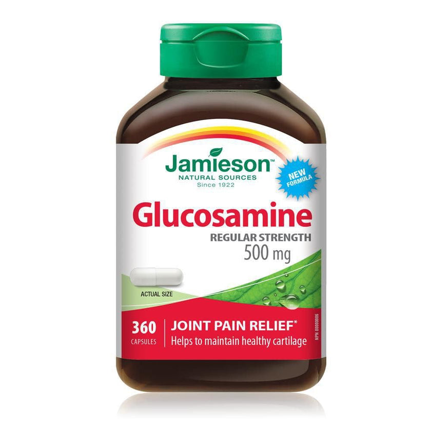 Jamieson Glucosamine 500 mg, Provides Joint Pain Relief, Osteoarthritis Support, and Cartilage Deterioration Protection. Non-GMO, Gluten-Free, 360 Capsules, Proudly Canadian 🍁 All In One Marketplace Canada
