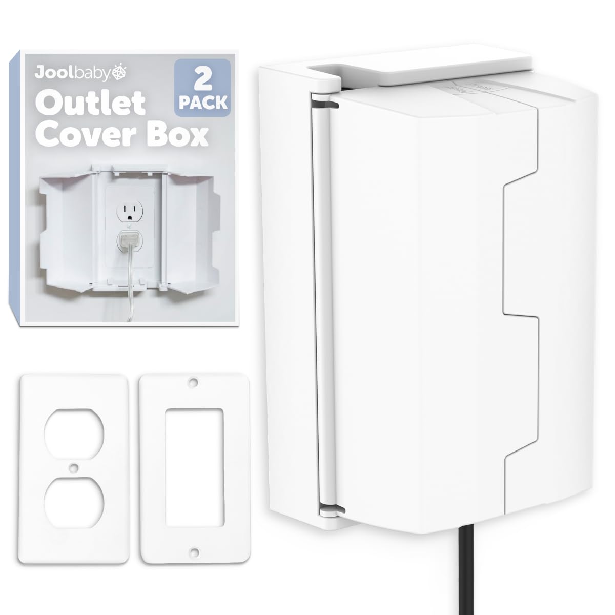 Outlet Cover Box for Child Safety (2 Pack) Duplex & Decorator Electrical Outlet Plates, Concealed Access Buttons, and Spacious Compartment - Jool Baby 🍁 All In One Marketplace Canada