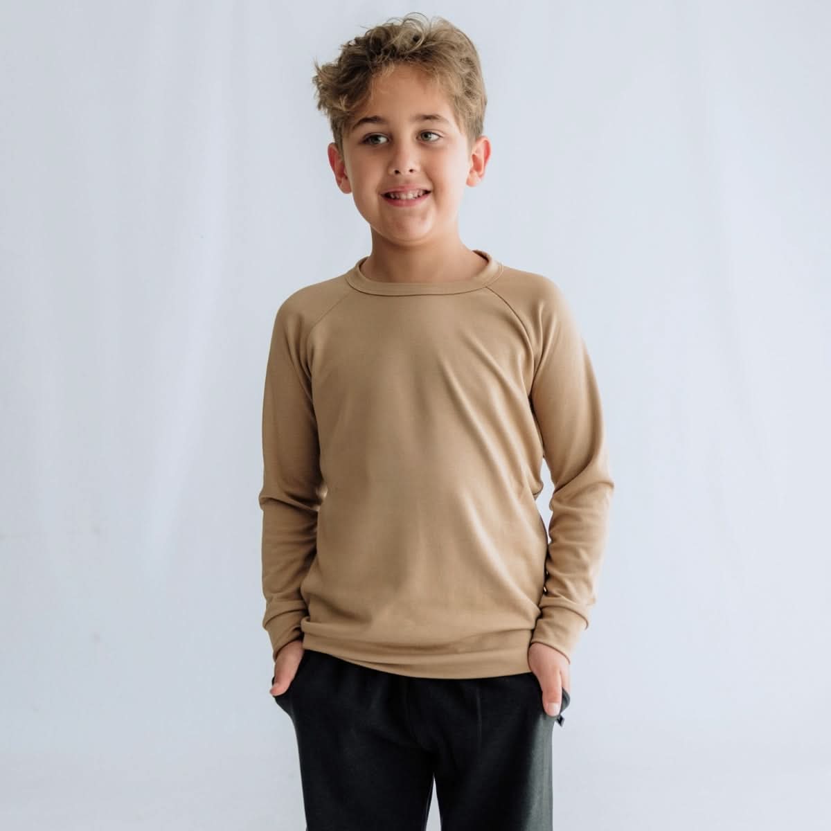Youth Bamboo Raglan Pullover | Rosewood