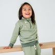 Kids' Bamboo Fleece Half-Zip | Sage With Outer Space