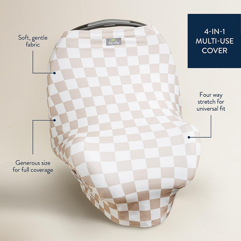Itzy Ritzy 4-in-1 Nursing Cover, Car Seat Cover, Shopping Cart Cover & Infinity Scarf – Breathable, Multi-Use Nursing Cover Up for Breastfeeding, Carseat Canopy & Stroller Cover (Checkerboard) 🍁 All In One Marketplace Canada