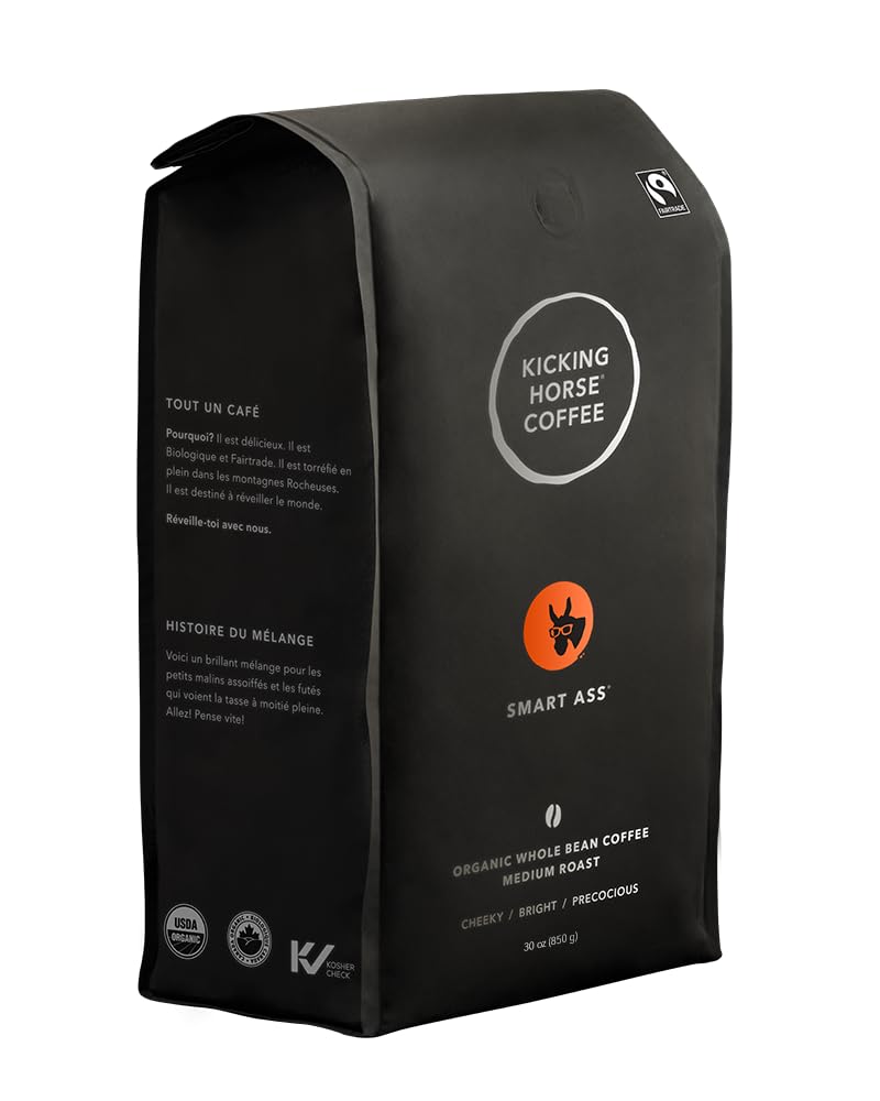 Kicking Horse Coffee - Smart Ass Blend, Whole Bean 100% Arabica Coffee | Medium Roast | All Organic & Fairtrade | 850 g 🍁 All In One Marketplace Canada