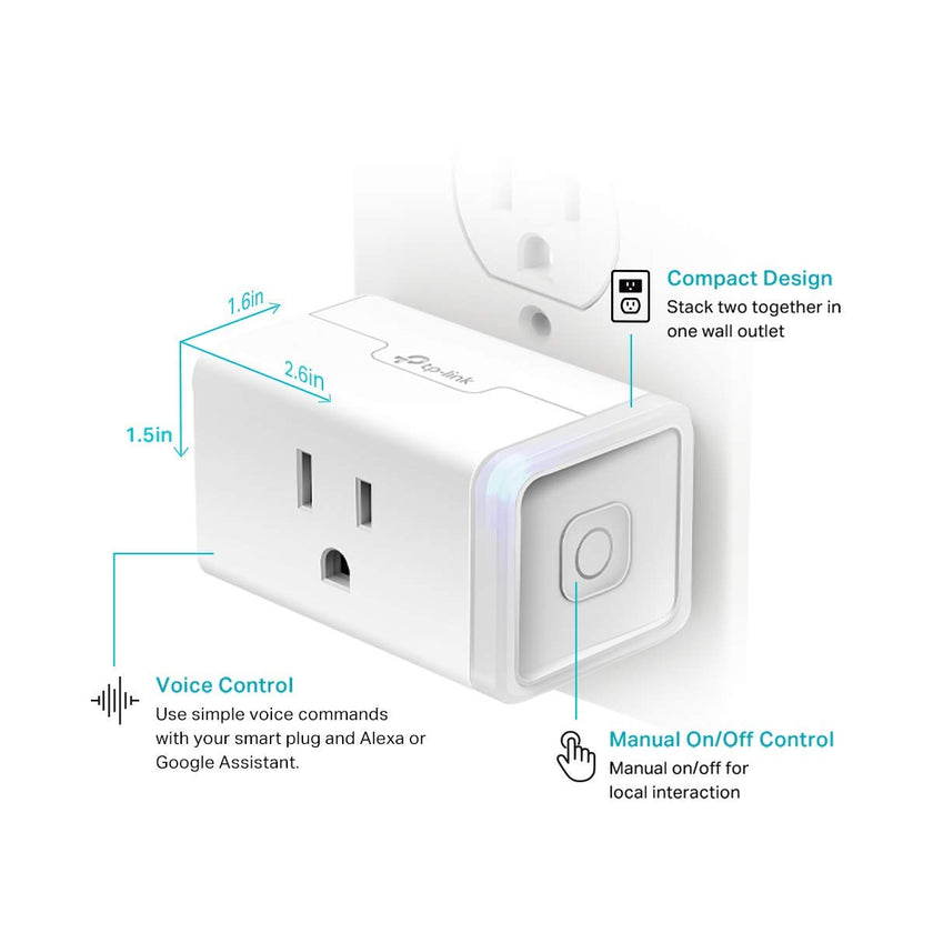 Kasa Smart Plug Mini by TP-Link (HS103P2) - Smart Home WiFi Outlet Works with Alexa, Echo and Google Home, No Hub Required, Remote Control, 2.4GHz WiFi Required, 15 Amp, UL Certified, 2-Pack, White 🍁 All In One Marketplace Canada