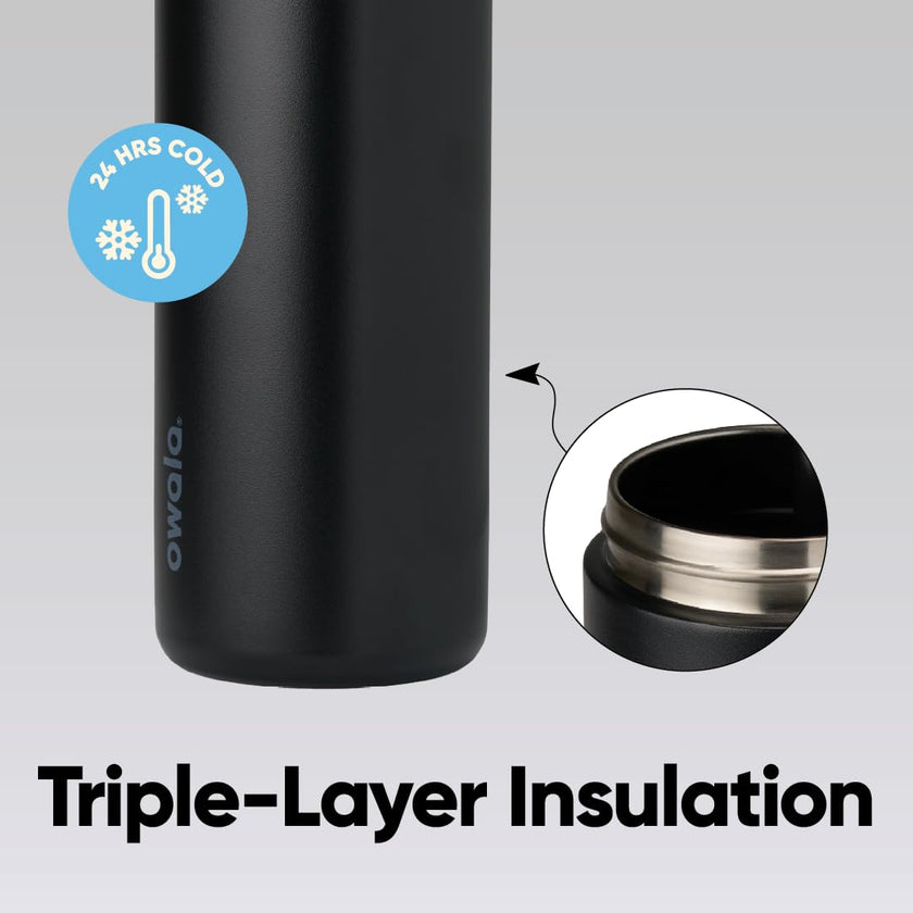 Owala FreeSip Insulated Stainless Steel Water Bottle with Straw for Sports and Travel, BPA-Free, 24-oz, Very, Very Dark 🍁 All In One Marketplace Canada