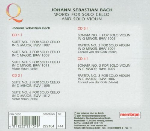 Bach J.S: Suites for Cello Solo Nos. 1 - 3, 5 & 6, Sonatas for Violin Solo Nos.