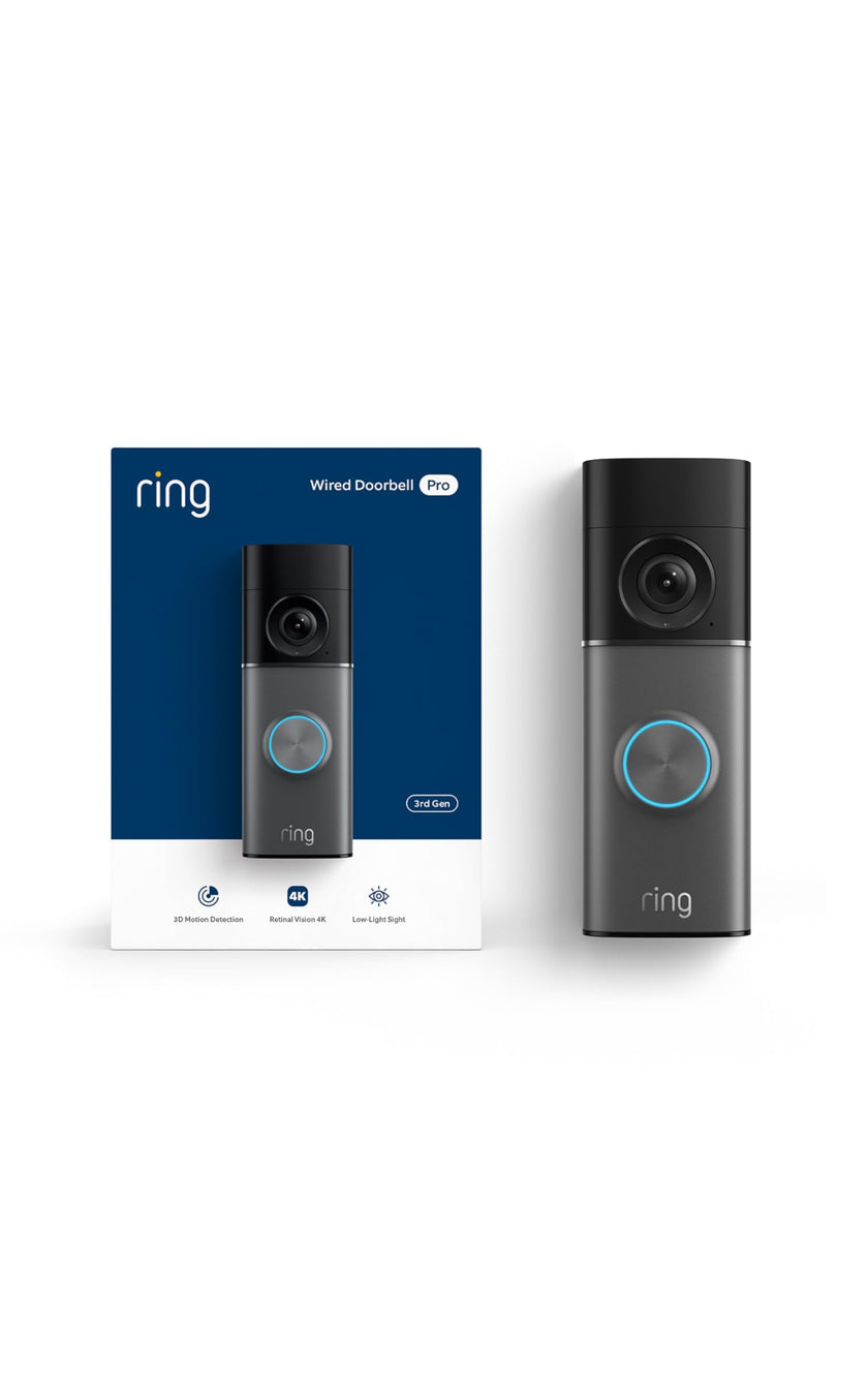 Ring Wired Doorbell Pro (Newest Model) — Retinal 4K with wide-angle video, 10x Enhanced Zoom, and Low-Light Sight, Deep Silver 🍁 All In One Marketplace Canada