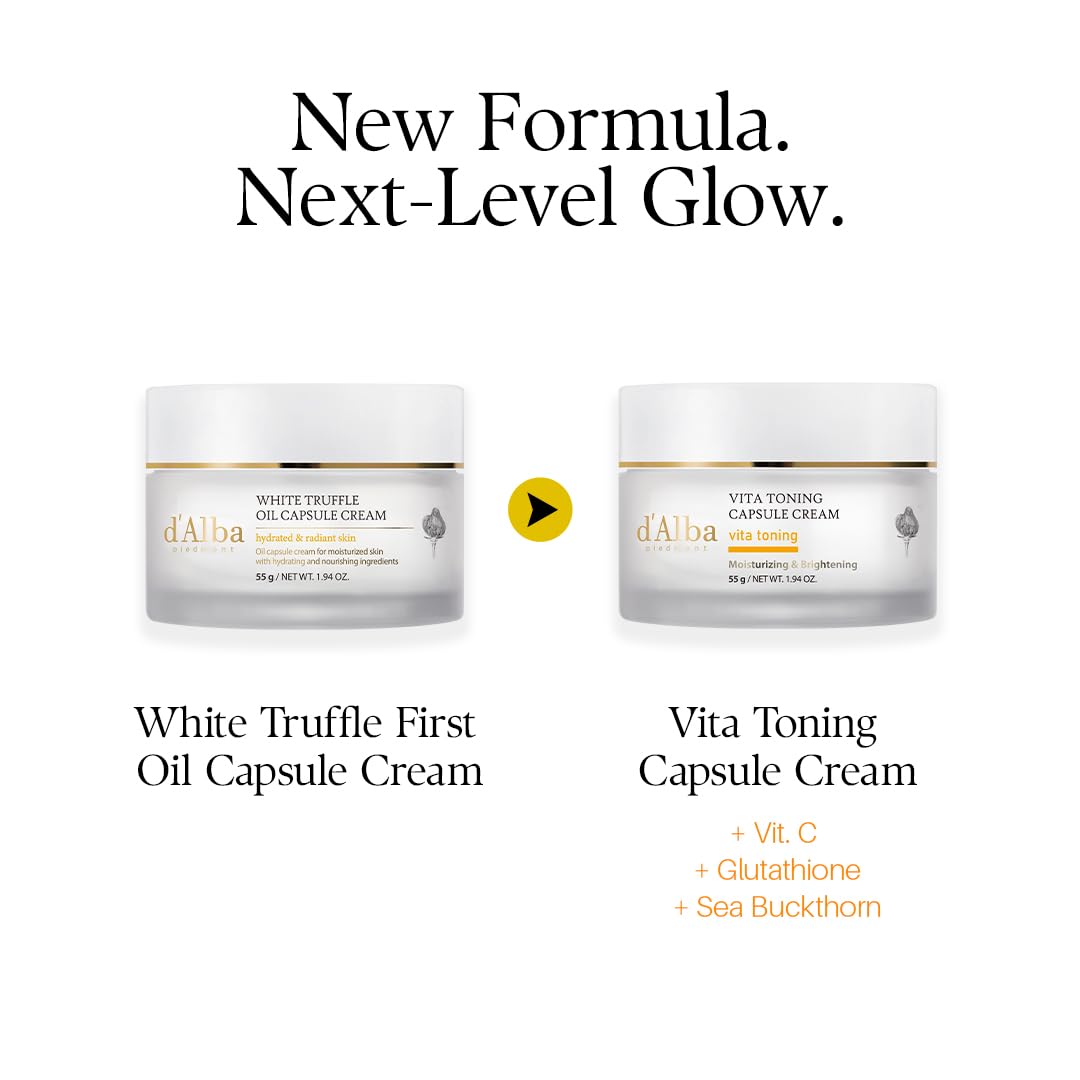 d'alba Piedmont Vita Toning Capsule Cream, Glass Skin with Vita-Cera Oil Capsules, Deep Hydration Face Moisturizer (55g) 🍁 All In One Marketplace Canada