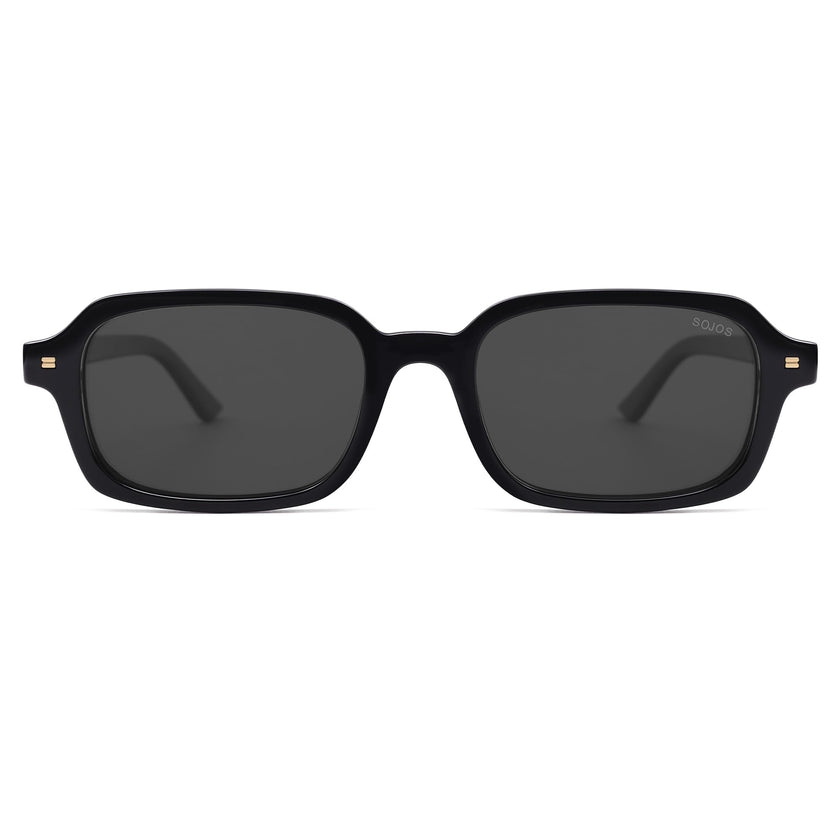 SOJOS Trendy Rectangle Polarized Sunglasses Womens Mens, Small Retro Fashion Thin Slim Square Sunnies SJ2610, Black/Grey 🍁 All In One Marketplace Canada