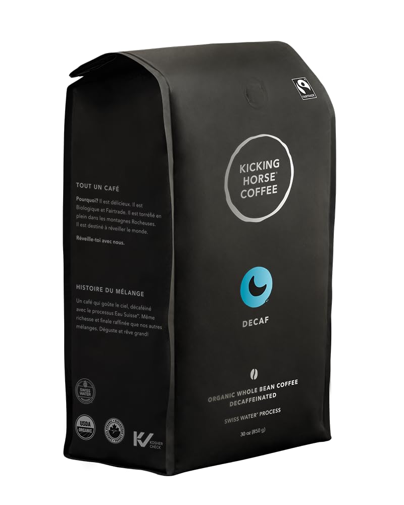 Kicking Horse Coffee - Decaf, Swiss Water Process, Whole Bean 100% Arabica Coffee | Dark Roast | All Organic & Fairtrade | 850 g 🍁 All In One Marketplace Canada