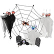 Outdoor Halloween Decorations 8-Piece Set, Hanging Ghosts Decor And Cobweb And Gravestone With Lighted Up Eyes, Scary Swinging Ghost Flying For Yard Patio Lawn Garden