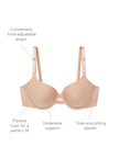 Warners Women's Blissful Benefits Side Smoothing Underwire Bra, Toasted Almond, 36C 🍁 All In One Marketplace Canada