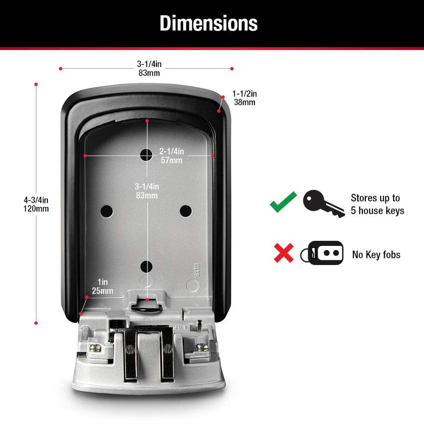 Master Lock Wall Mount Key Lock Box with Resettable Combination Lock, Outdoor Key Lock Box, 5 Key Capacity, 5401D 🍁 All In One Marketplace Canada