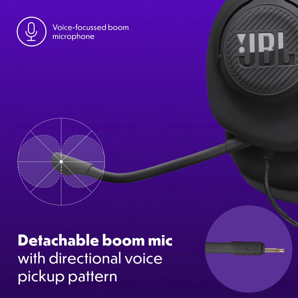 JBL Quantum 100M2 - Wired Over-Ear Gaming Headset with omnidirectional, Detachable mic with Mute Option and Fabric-Covered Memory Foam Ear Cushions, Compatible with All Platforms (Black) 🍁 All In One Marketplace Canada