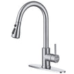 HUAAKE Kitchen Faucet with Pull Down Sprayer, Multi-Function Stainless Steel Single Handle High Arc Kitchen Sink Faucet, 360° Swivel Modern Commercial Kitchen tap with Deck Plate 🍁 All In One Marketplace Canada