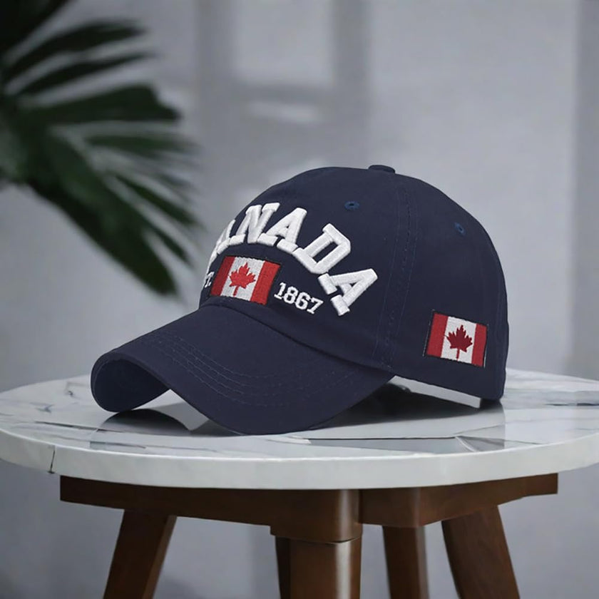 Navy Blue and Red Canada Baseball Cap for Men Women, Canada Day Maple Leaf Flag Embroidered Adjustable Dad Hat Golf Cap Sport Outdoor Fitted Plain Cap 🍁 All In One Marketplace Canada