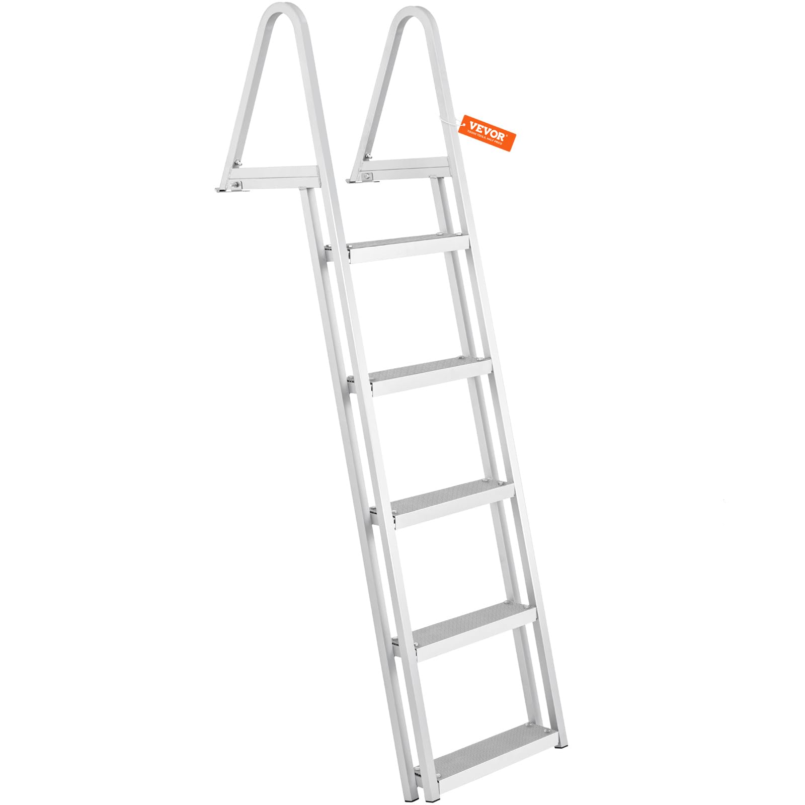 VEVOR Dock Ladder, Removable 5 Steps, 350 lbs Load Capacity, Aluminum Alloy Pontoon Boat Ladder with 4'' Wide Step & Nonslip Mat, Easy to Install for Ship/Lake/Pool/Marine Boarding 🍁 All In One Marketplace Canada