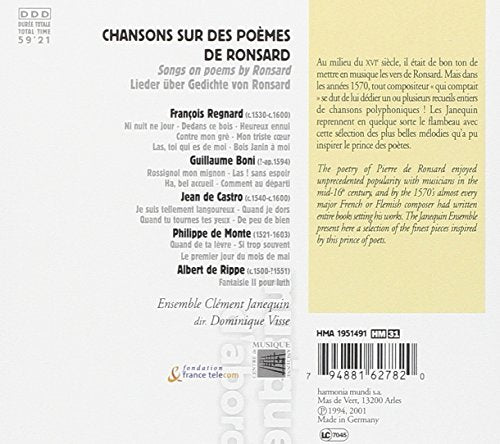 Songs on Poems by Ronsard. Ensemble Clement Janequin, Domini