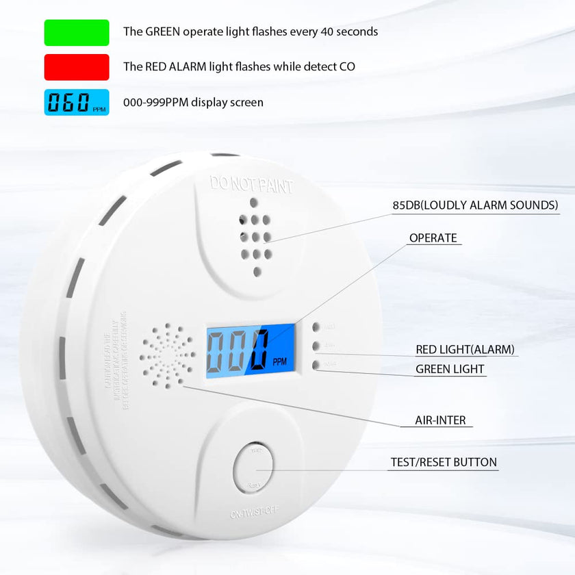 Carbon Monoxide Detector,CO Alarm Detector with Digital Display and Sound Alarm for Home 2pcs 🍁 All In One Marketplace Canada