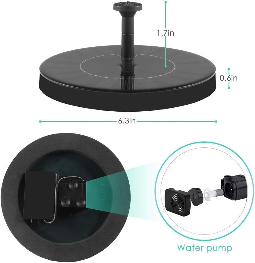Solar Fountain Water Pump for Bird Bath, New Upgraded Mini Solar Powered Fountain Pump 1.5W Free Standing Solar Panel Kit Water Fountain for Garden, Pond, Pool, and Outdoor 🍁 All In One Marketplace Canada