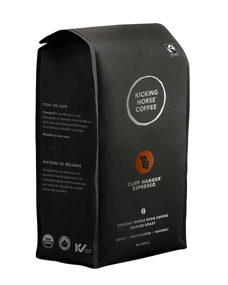 Kicking Horse Coffee - Cliff Hanger Espresso, Whole Bean 100% Arabica Coffee | Medium Roast | All Organic & Fairtrade | 850 g 🍁 All In One Marketplace Canada