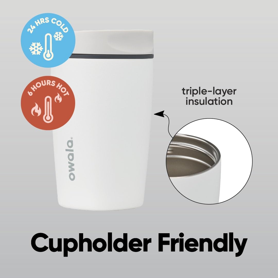 Owala SmoothSip Slider Insulated Stainless Steel Coffee Tumbler, Reusable Iced Coffee Cup, Hot Coffee Travel Mug, BPA Free 12 oz, Peachy Keen 🍁 All In One Marketplace Canada