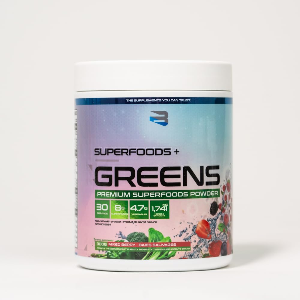 Believe Supplements Superfoods+Greens - Superfood Blend | Boost Energy, Immunity, and Digestion | Rich in Antioxidants & Essential Nutrients! (30 servings, Mixed Berry) 🍁 All In One Marketplace Canada