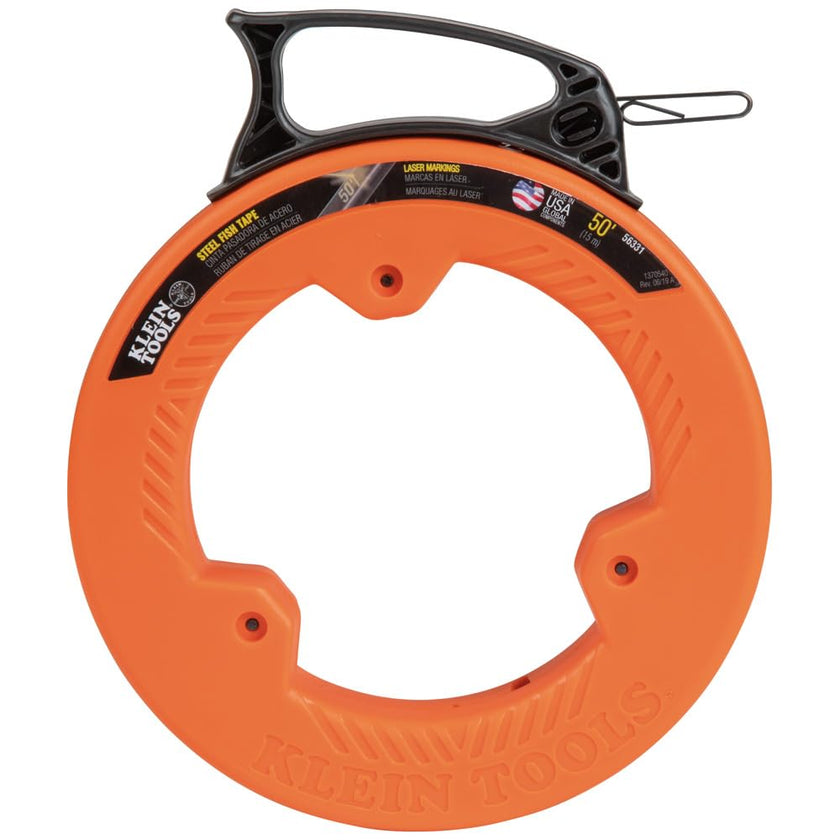 Klein Tools 56331 50-Foot Electrical Fish Tape, Steel Wire Puller with Double Loop Tip, Optimized Housing and Handle, 1/8-Inch,Orange/Black 🍁 All In One Marketplace Canada