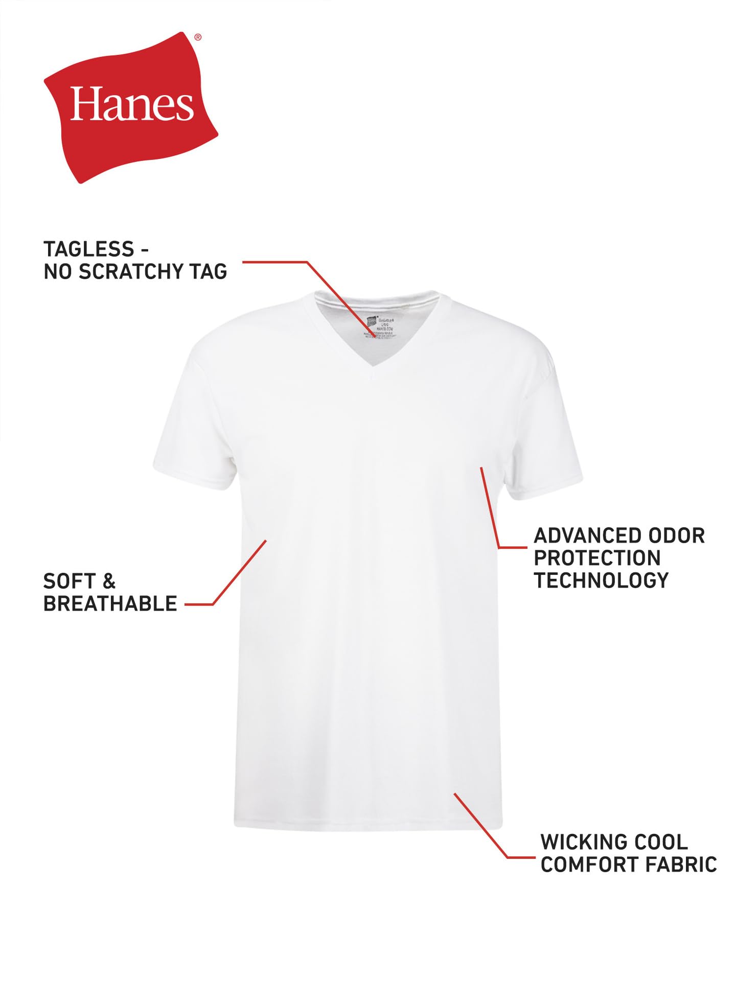Hanes Men's ComfortSoft 4 Pack FreshIQ Cotton V-Neck T-Shirt, White, Medium 🍁 All In One Marketplace Canada