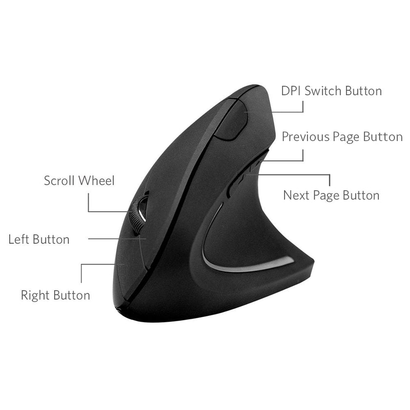 Anker 2.4G Wireless Vertical Ergonomic Optical Mouse for Work, Multi-Device Connectivity, 800/1200 /1600 DPI, 5 Buttons for Laptop, Desktop, PC, MacBook - Black 🍁 All In One Marketplace Canada