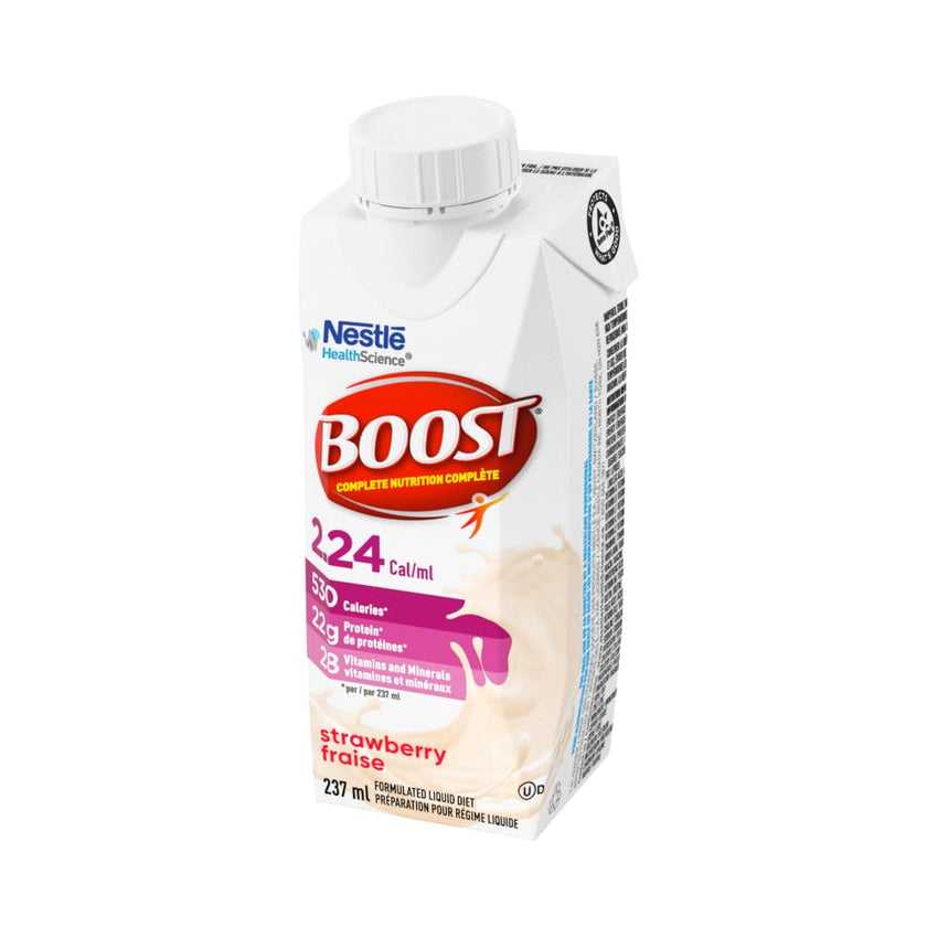 BOOST 2.24 Cal/mL, Complete Nutrition Drink For Adults, Strawberry, 530 Calories/Serving, 22g Protein, Ready-to-Drink, Vitamins, Minerals, 24 TetraPaks 🍁 All In One Marketplace Canada