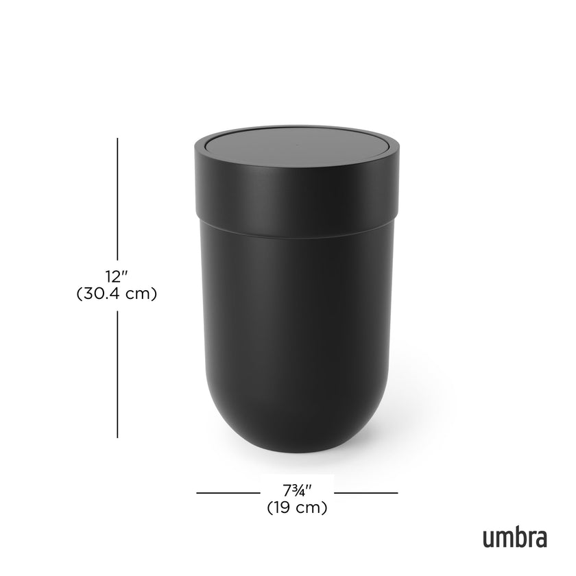 Umbra Touch Trash Can, Small 1.6-Gallon Garbage Bin with Swing Lid, Waste Basket for Bathroom or Office, Black 🍁 All In One Marketplace Canada