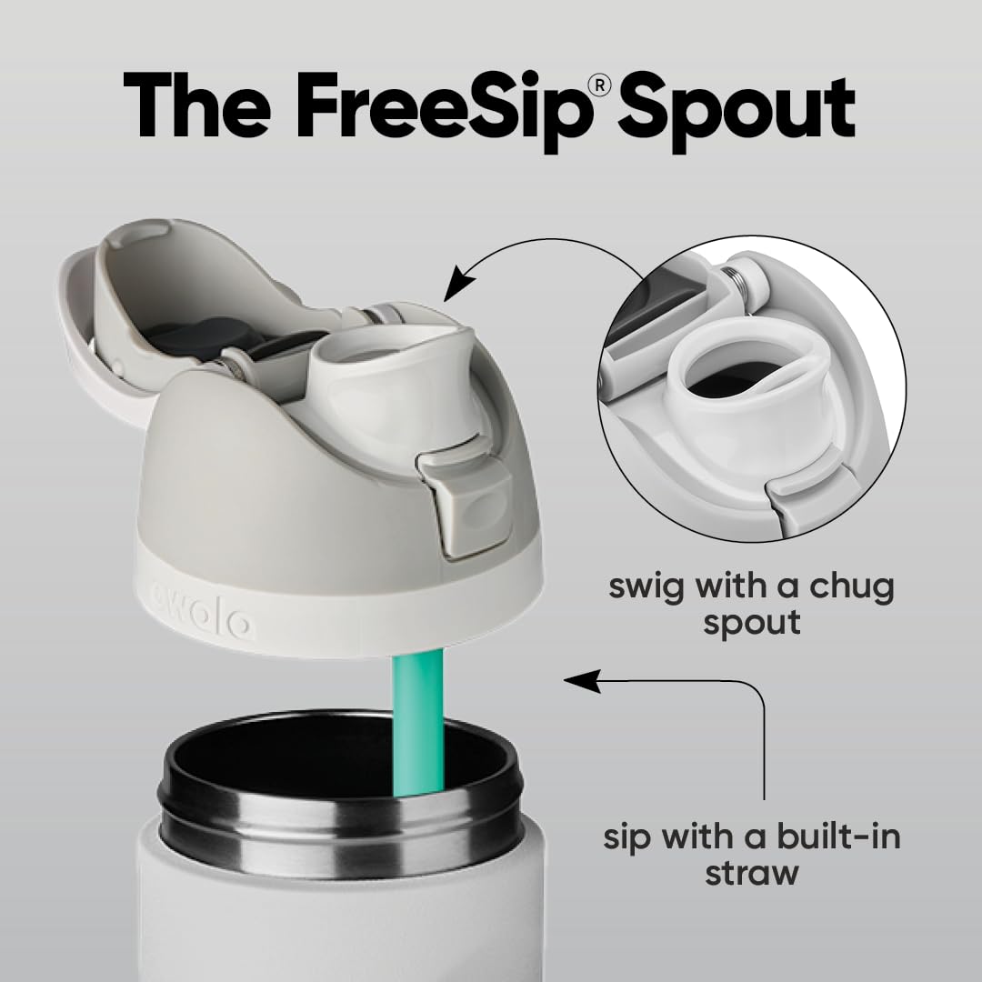 Owala FreeSip Insulated Stainless Steel Water Bottle with Straw for Sports and Travel, BPA-Free, 24-oz, Shy Marshmallow 🍁 All In One Marketplace Canada