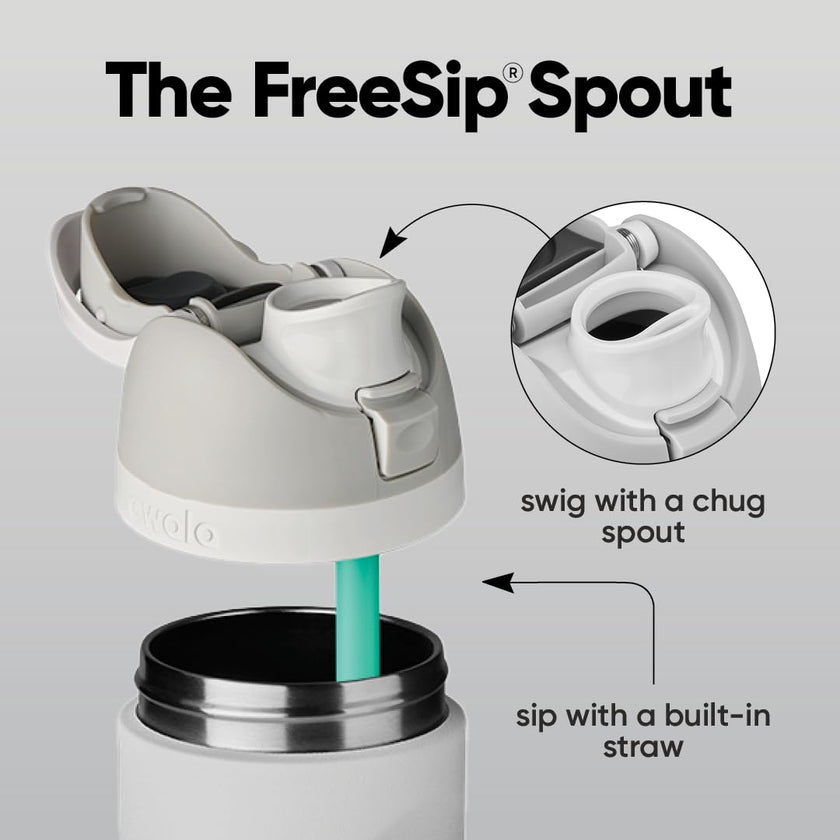 Owala FreeSip Insulated Stainless Steel Water Bottle with Straw for Sports and Travel, BPA-Free, 24-oz, Shy Marshmallow 🍁 All In One Marketplace Canada