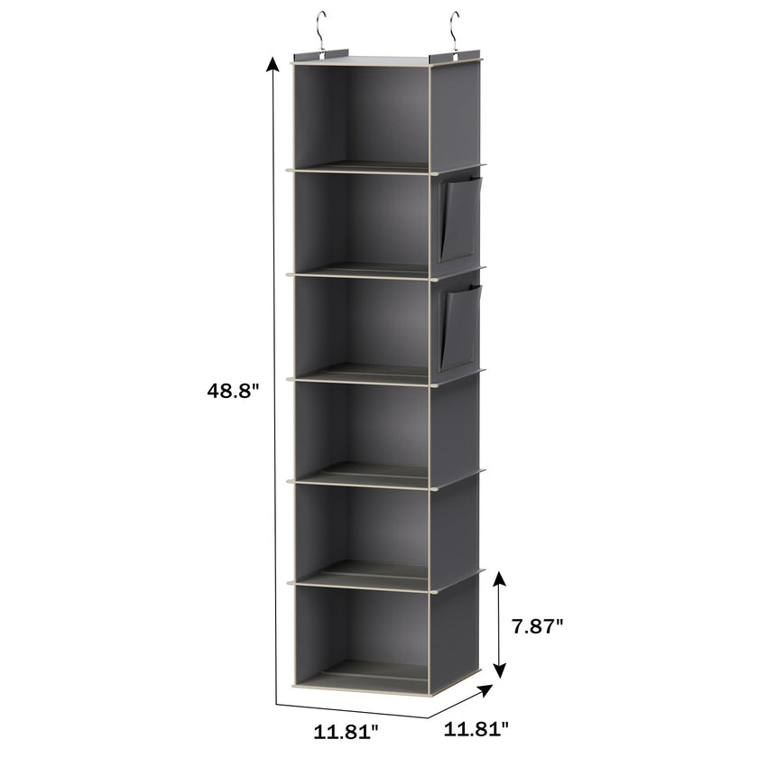 YOUDENOVA Hanging Closet Organizers and Storage, 6-Shelf Closet Hanging Storage Shelves, Grey 🍁 All In One Marketplace Canada