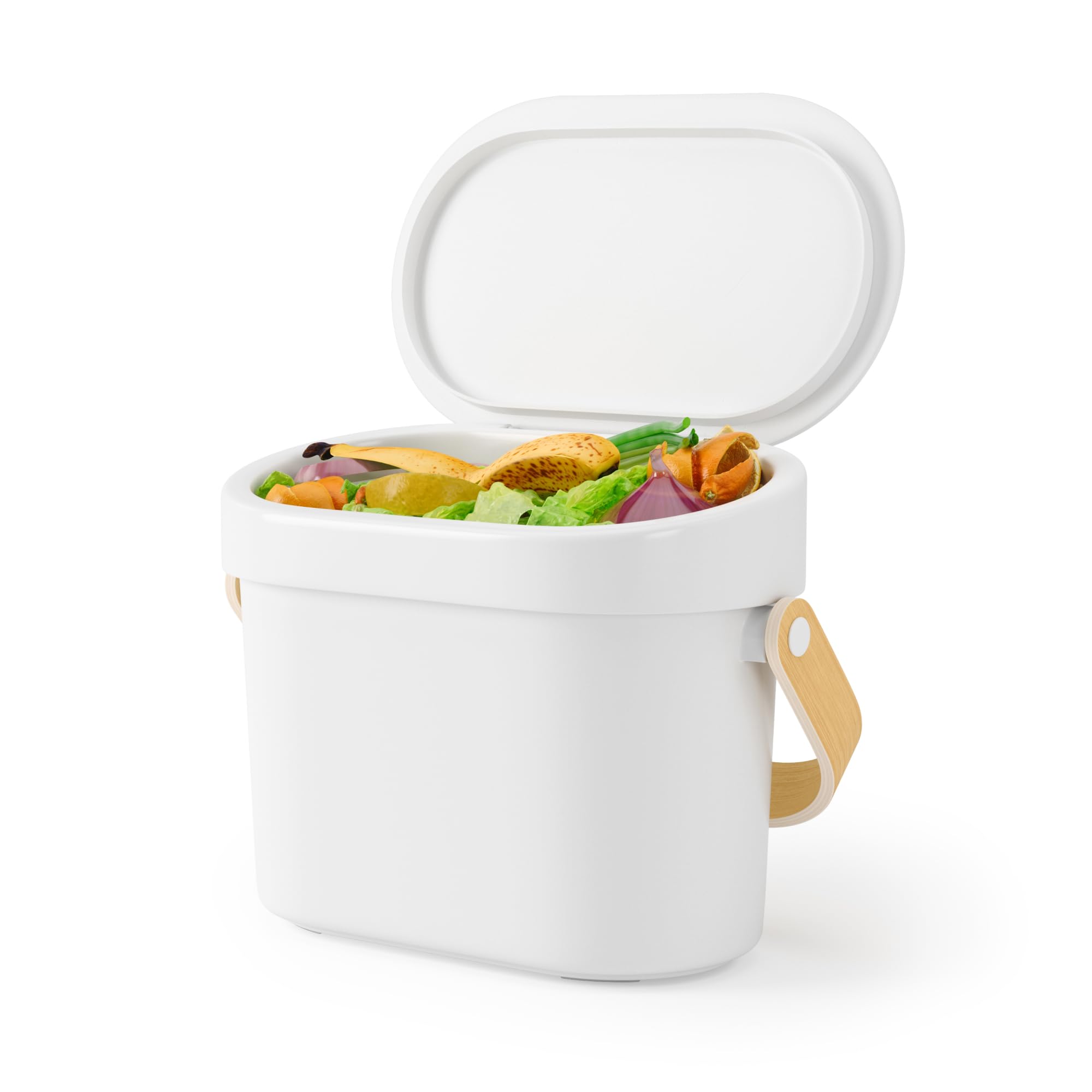 Umbra Bellwood Kitchen Compost Bin – White/Natural, Countertop or Cabinet Mounted, 4L Compost Container with Hidden Bag Retainer, BPA-Free & Dishwasher Safe| Bellwood Collection 🍁 All In One Marketplace Canada