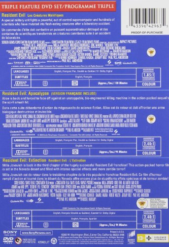 Resident Evil 1-3 Trilogy (Resident Evil/ Resident Evil: Apocalypse / Resident Evil: Extinction) (Bilingual)