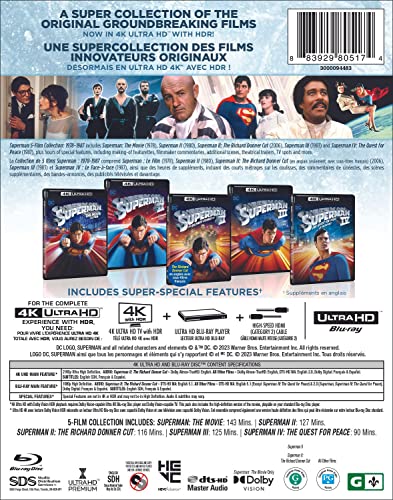 Superman 5-Film Collection: I, II, II Donner Cut, III, IV - 4K/Blu-Ray