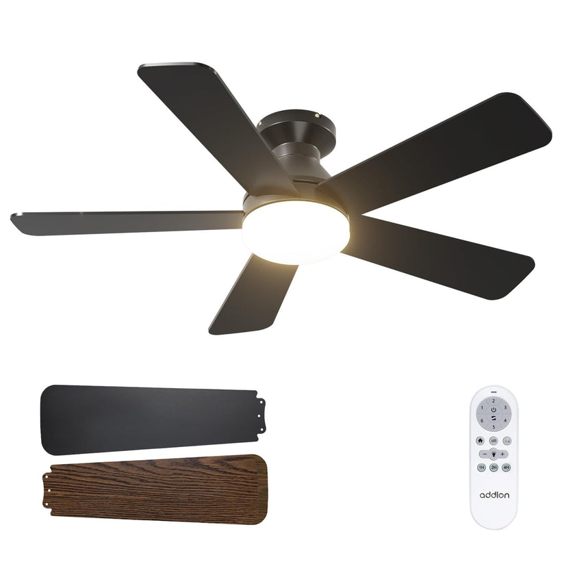 addlon Ceiling Fans with Lights, 42 Inch Low Profile Ceiling Fan with Light and Remote Control, Flush Mount, Reversible, 3CCT, Dimmable, Quiet, Black Small Ceiling Fan for Bedroom Indoor/Outdoor Use 🍁 All In One Marketplace Canada