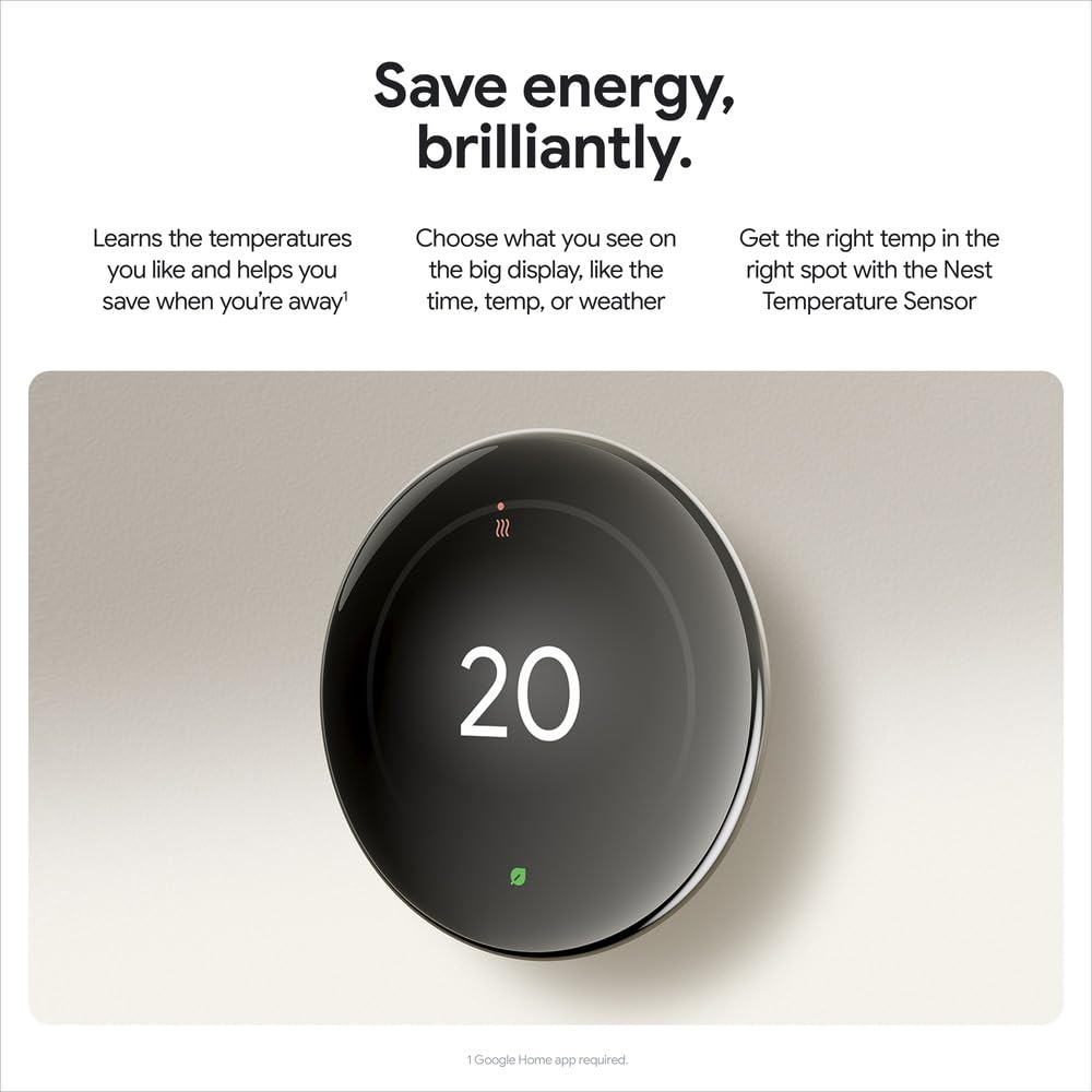 Google Nest Learning Thermostat (4th Gen) with Temp Sensor - Obsidian 🍁 All In One Marketplace Canada