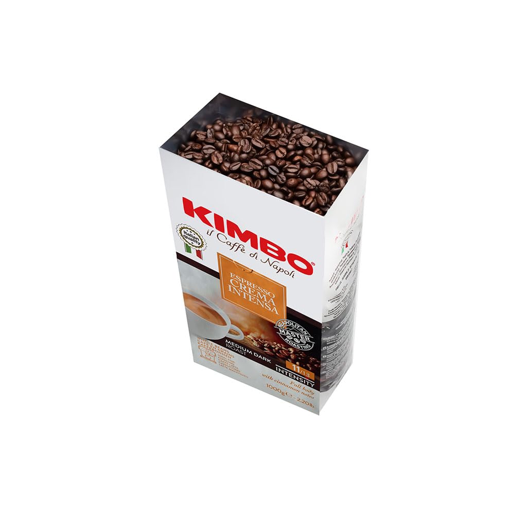 Kimbo Espresso Crema Intensa | Whole Bean Coffee | Medium Dark Roast, Intensity 11/13 | Roasted, Blended and Made in Italy | 1kg / 2.2lb Bag 🍁 All In One Marketplace Canada