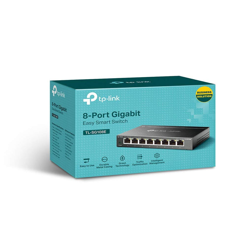 TP-Link 8 Port Gigabit Easy Smart Switch (TL-SG108E) – Managed, Plug & Play, Metal Housing, QoS, VLAN, IGMP, LAG, Desktop/Wall Mount, Limited Lifetime Protection 🍁 All In One Marketplace Canada